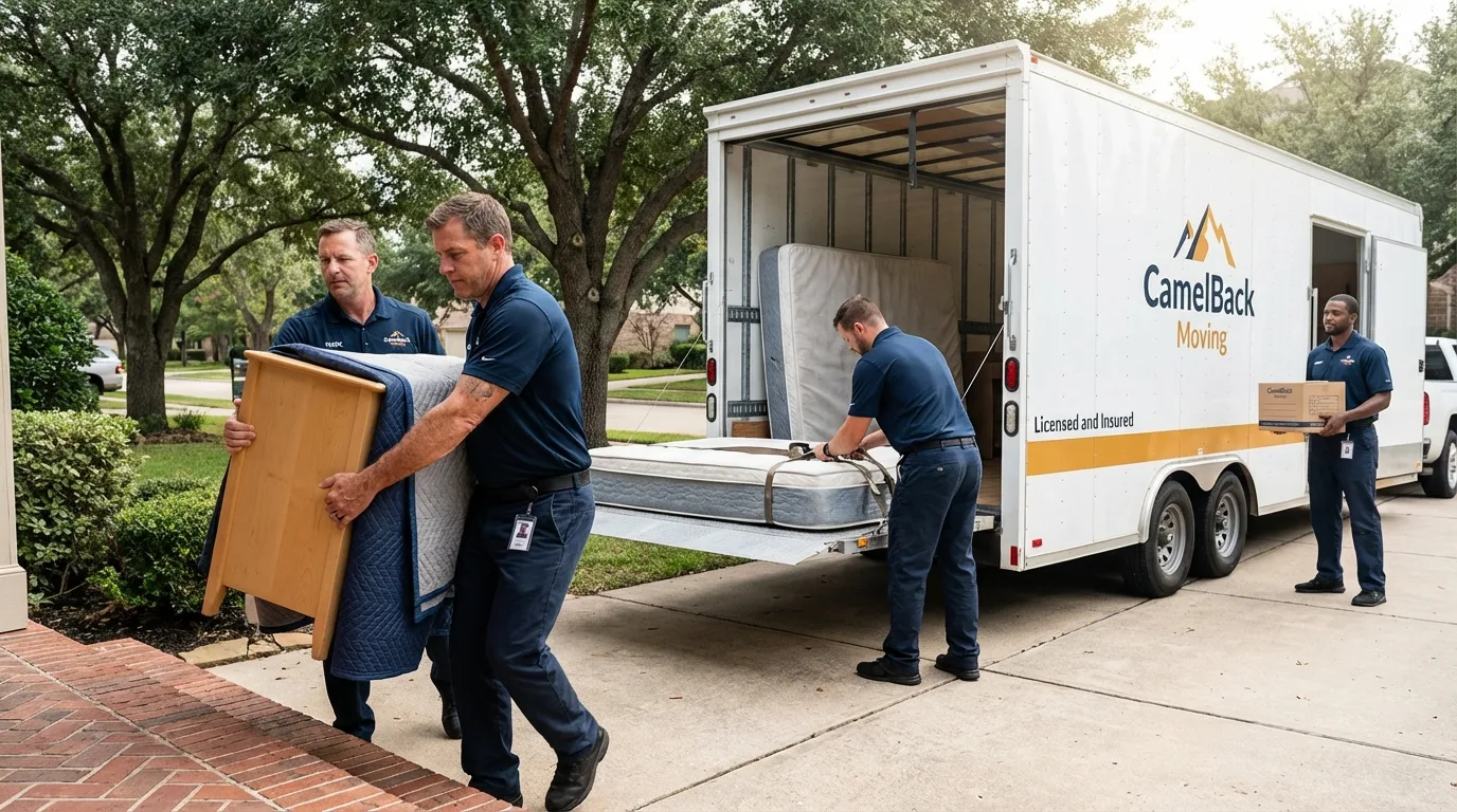 Crew loading residential truck for cross-state move from Superior, NE