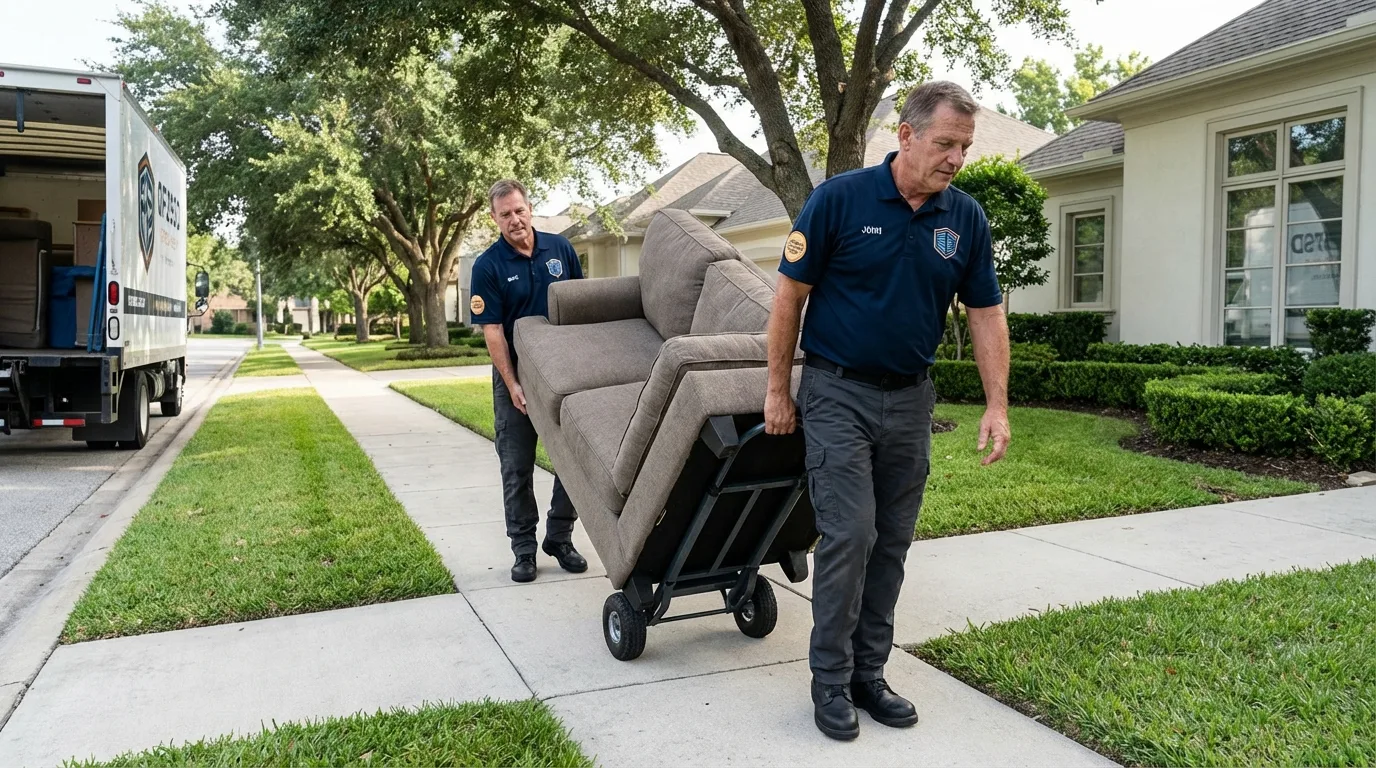 Local residential moving crew loading furniture in Superior, NE